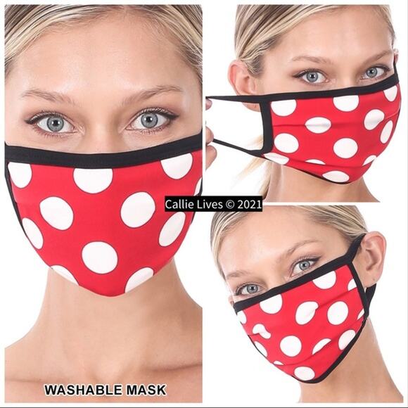 Red Polka Dot Washable Cotton Facemask NWT Survivor Face Masks Unisex OSFA - Picture 1 of 8